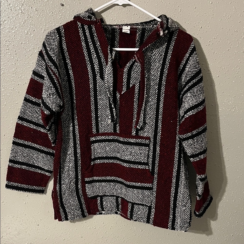 Striped Burgundy and Black Women's Sweater